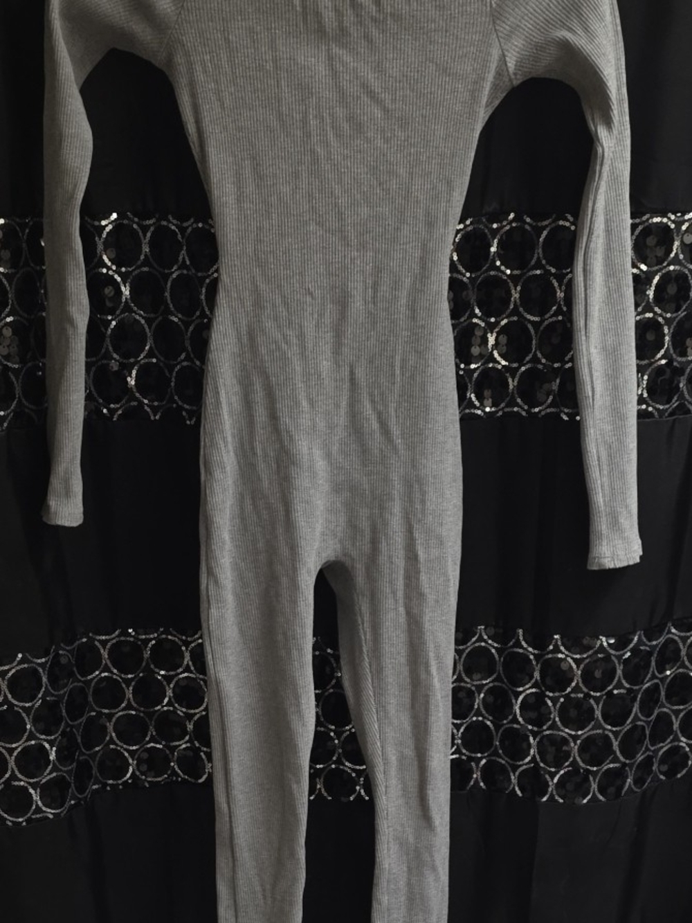 Fashion Nova Gray Ribbed Long-Sleeve Jumpsuit